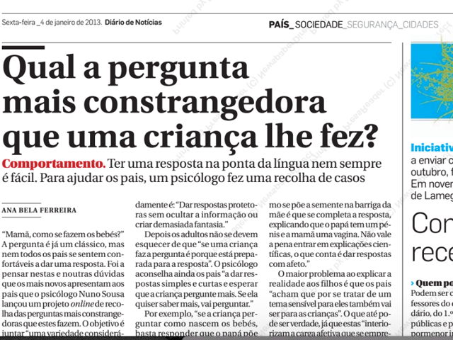 You are currently viewing Diário de Notícias: Perguntas constrangedoras das crianças